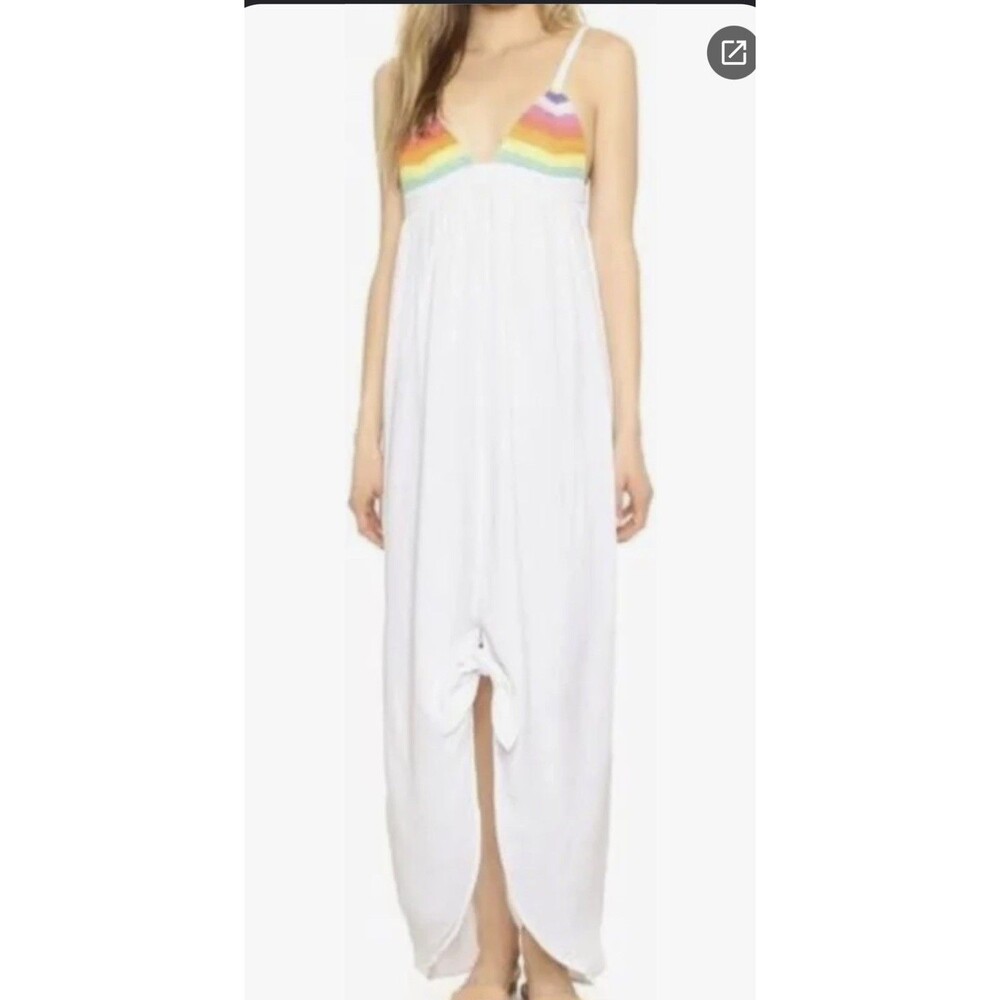 Mara Hoffman Swim Rainbow Dress size Small Midi Maxi long tie front summer light